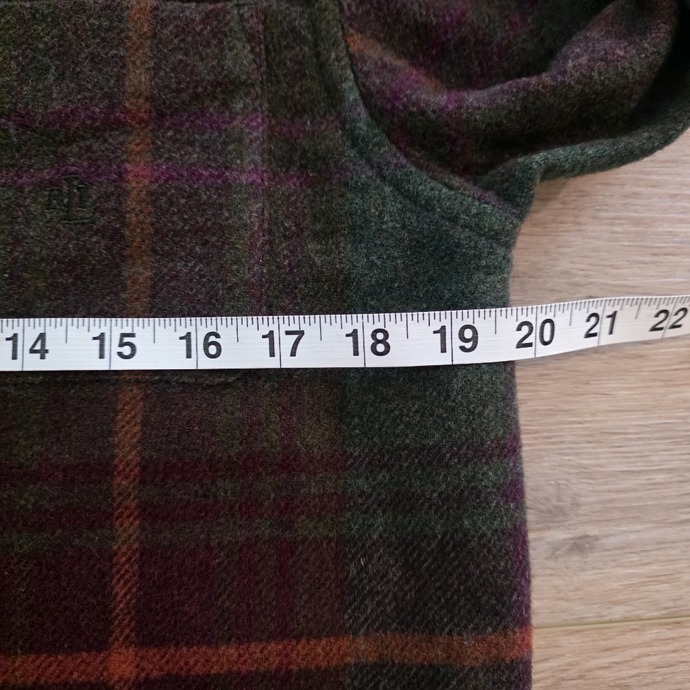 PRISTINE Lauren Ralph Lauren Plaid Jacket Shacket Size Small Suede Elbow Patches - Picture 4 of 11